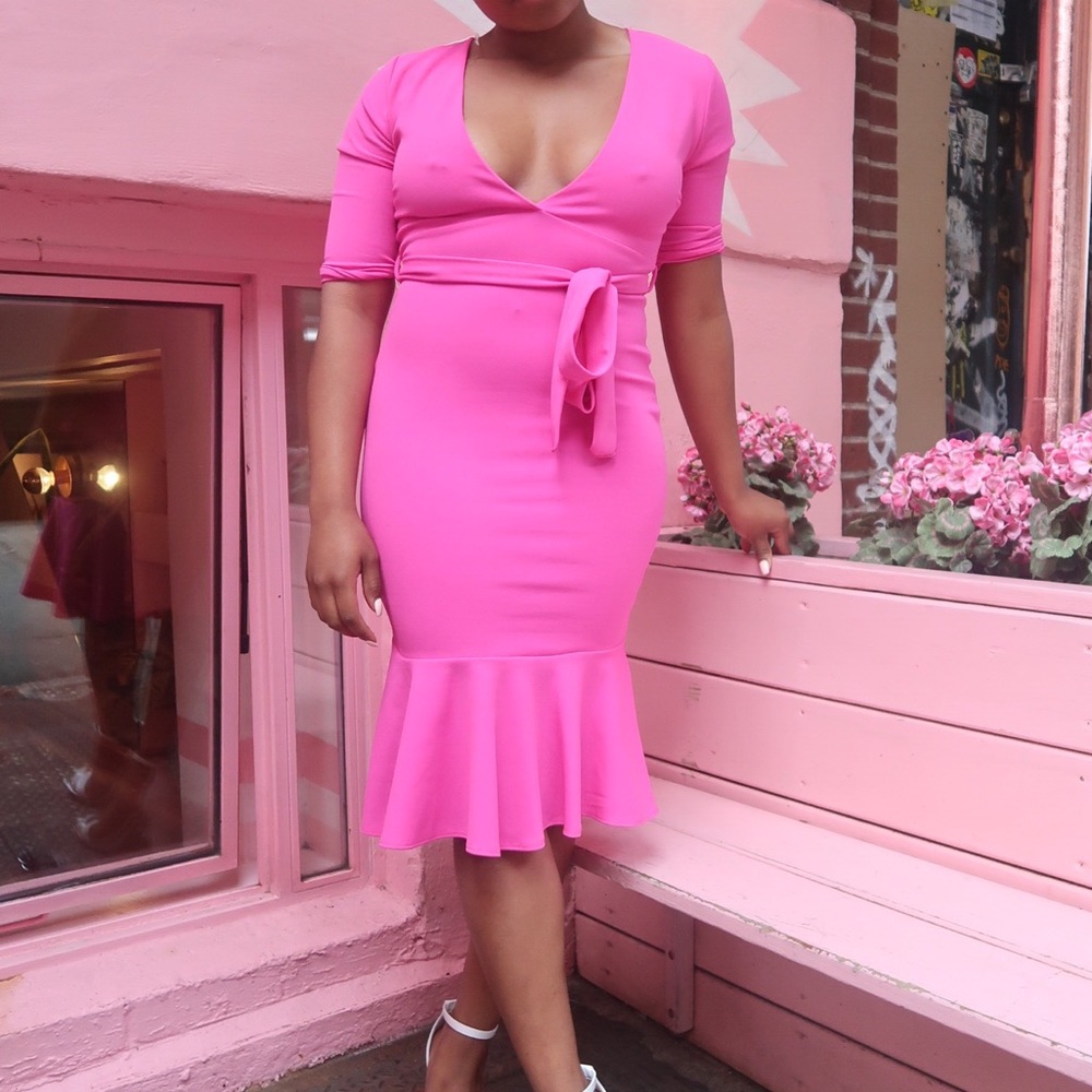 Pink Dress with Ruffled Bottom